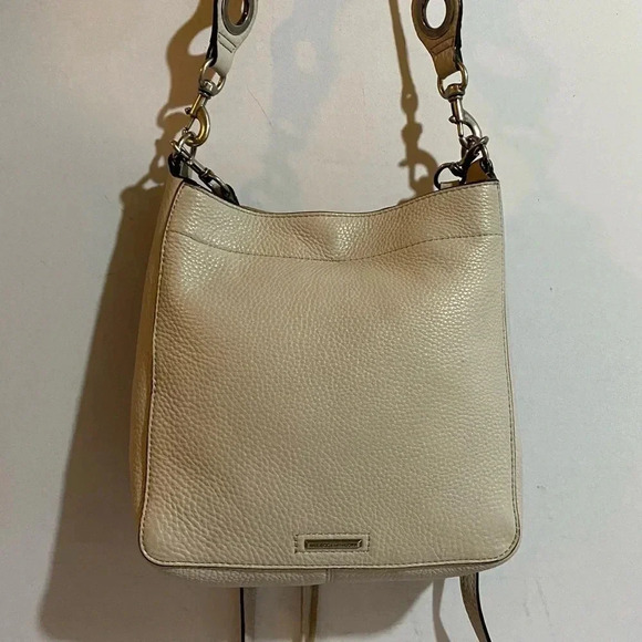 Rebecca Minkoff white gray pebbled leather crossbody handbag - Picture 2 of 14